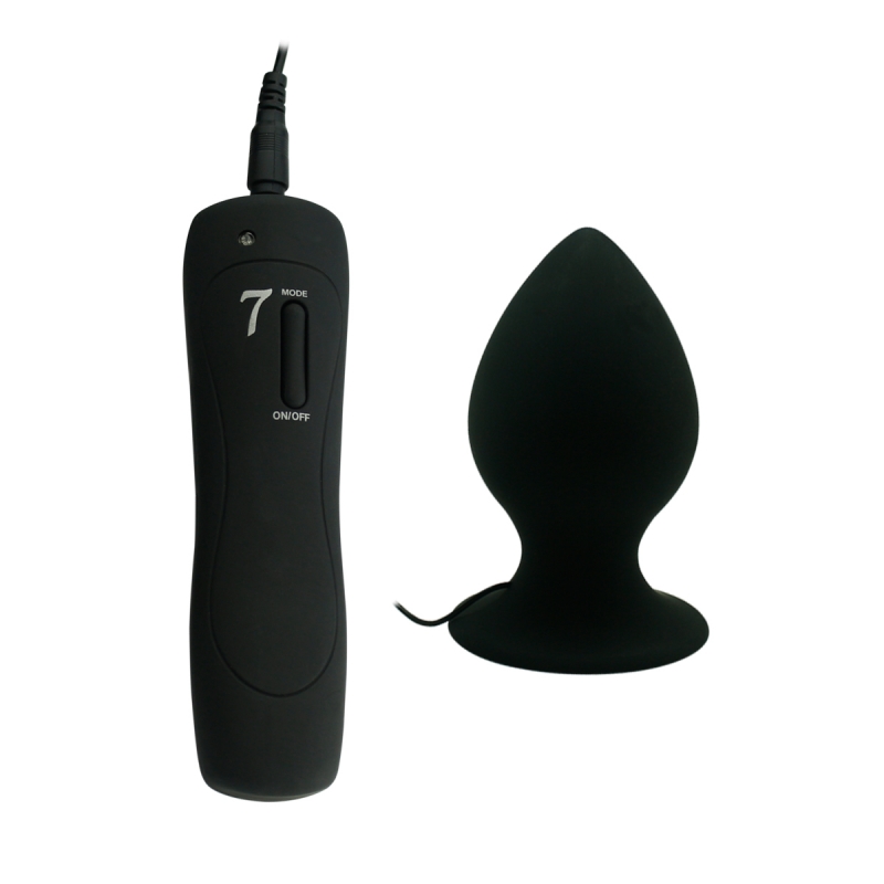Пробка с вибрацией "XL Anal Plug" на присоске, черная 